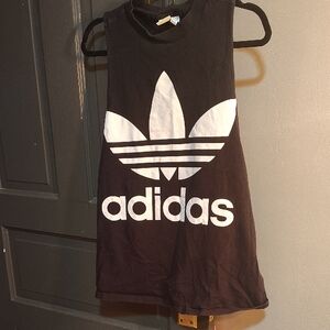 Adidas Kids Black Tank Top with White Logo